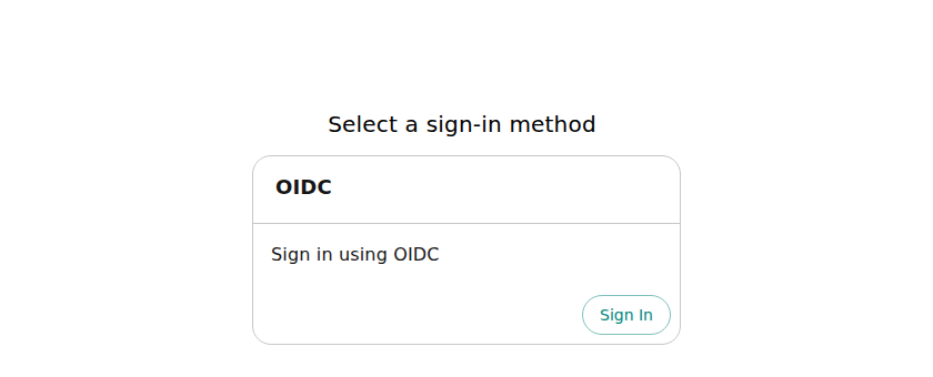 The portal sign-in page with one sign-in method, OIDC